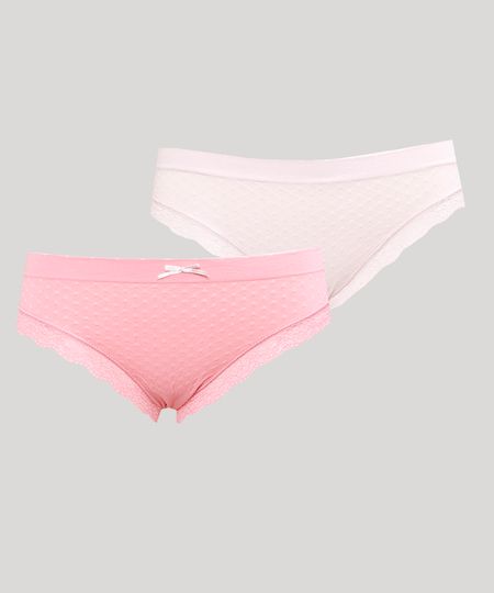 Kit-de-2-Calcinhas-Calecon-Texturizada-de-Poa-com-Renda-Sem-Costura-Rosa-9946146-Rosa_1