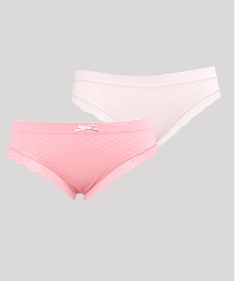 Kit-de-2-Calcinhas-Calecon-Texturizada-de-Poa-com-Renda-Sem-Costura-Rosa-9946146-Rosa_1