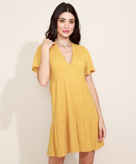 Vestido-Feminino-Curto-Canelado-com-Babado-e-Amarracao-Manga-Curta-Mostarda-9960949-Mostarda_1 Vestido-Feminino-Curto-Canelado-com-Babado-e-Amarracao-Manga-Curta-Mostarda-9960949-Mostarda_1