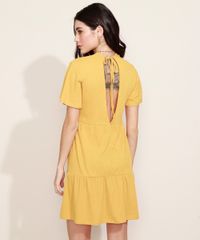 Vestido-Feminino-Curto-Canelado-com-Babado-e-Amarracao-Manga-Curta-Mostarda-9960949-Mostarda_2
