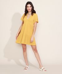 Vestido-Feminino-Curto-Canelado-com-Babado-e-Amarracao-Manga-Curta-Mostarda-9960949-Mostarda_3