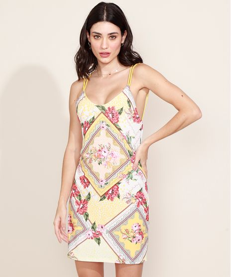 Vestido-Feminino-Curto-Estampado-Floral-Lenco-Alca-Cruzada-Amarelo-Claro-9968009-Amarelo_Claro_1