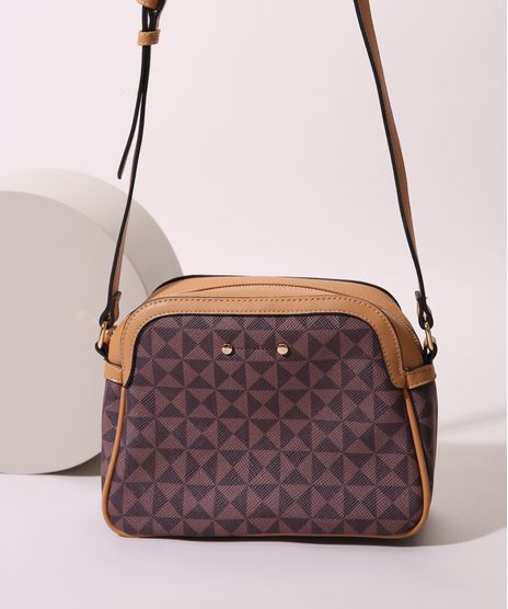 Bolsa-Feminina-Media-Estampada-Geometrica-com-Alca-Transversal--Marrom-9915798-Marrom_1