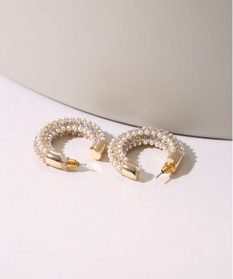 Brinco-Feminino-de-Argola-com-Mini-Perolas-e-Strass-Dourado-9962026-Dourado_1