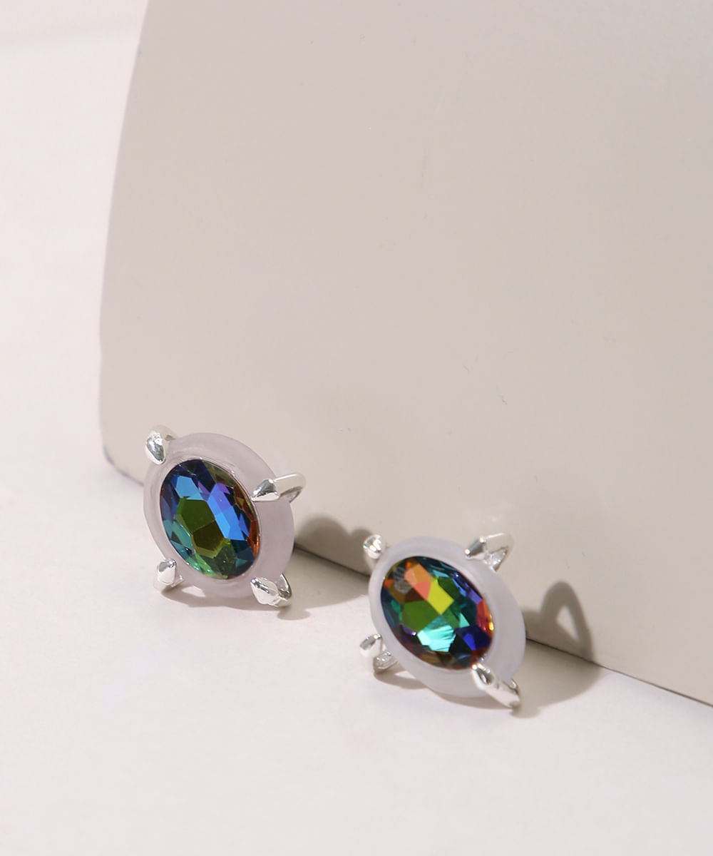 Brinco Feminino com Pedra Prateado Brinco Feminino com Pedra Prateado