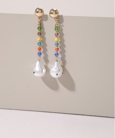 Brinco-Feminino-Alongado-de-Pedras-com-Perola-e-Strass-Dourado-9962208-Dourado_1