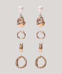 Kit-de-4-Brincos-Femininos-de-Argola-com-Perola-Dourado-9962027-Dourado_1