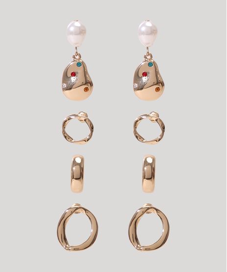 Kit-de-4-Brincos-Femininos-de-Argola-com-Perola-Dourado-9962027-Dourado_1