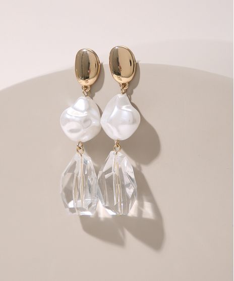 Brinco-Feminino-Alongado-com-Perola-e-Pedra--Dourado-9962204-Dourado_1