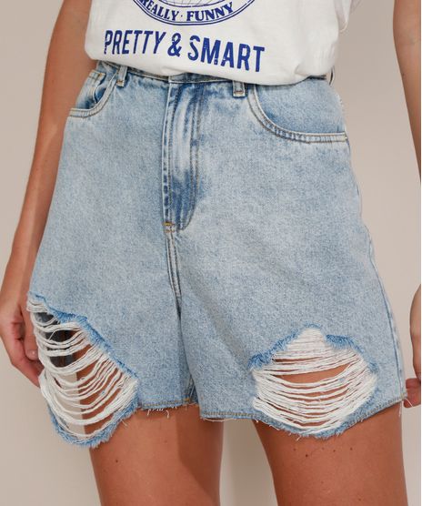 Short-Jeans-Feminino-Mindset-Cintura-Super-Alta-Destroyed-Marmorizado-com-Barra-Desfiada-Azul-Claro-9975955-Azul_Claro_1