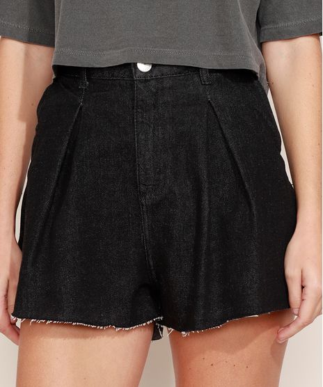 Short-Jeans-Feminino-Mindset-Gode-Cintura-Alta-com-Pregas-Preto-9980414-Preto_1