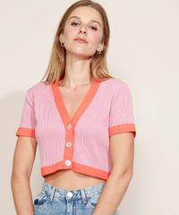 Cardigan-de-Trico-Feminino-Mindset-Cropped-Bicolor-Manga-Curta-Decote-V-Rosa-Escuro-9978893-Rosa_Escuro_1