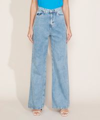 Calca-Jeans-Feminina-Mindset-Wide-Reta-Cintura-Super-Alta-Marmorizada-com-Bordado--Be-Kind--Azul-Claro-9980270-Azul_Claro_1