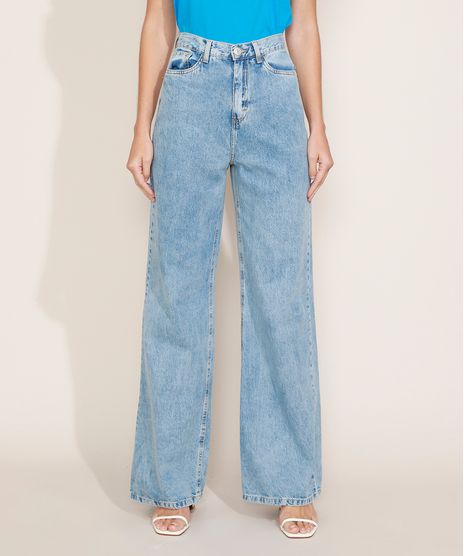 Calca-Jeans-Feminina-Mindset-Wide-Reta-Cintura-Super-Alta-Marmorizada-com-Bordado--Be-Kind--Azul-Claro-9980270-Azul_Claro_1