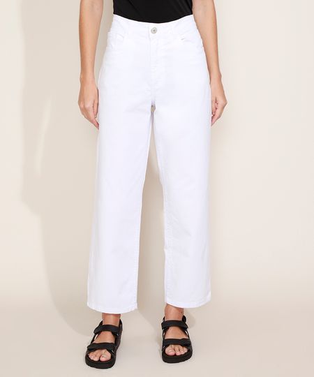 Calca-de-Sarja-Feminina-Mindset-Reta-Cintura-Alta-Branca-9975957-Branco_1