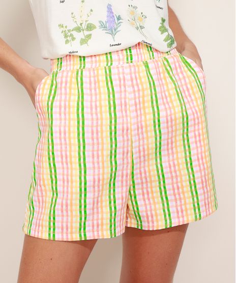 Short-Feminino-Mindset-Cintura-Super-Alta-Alfaiatado-Estampado-Xadrez-Vichy-Multicor-9981512-Multicor_1