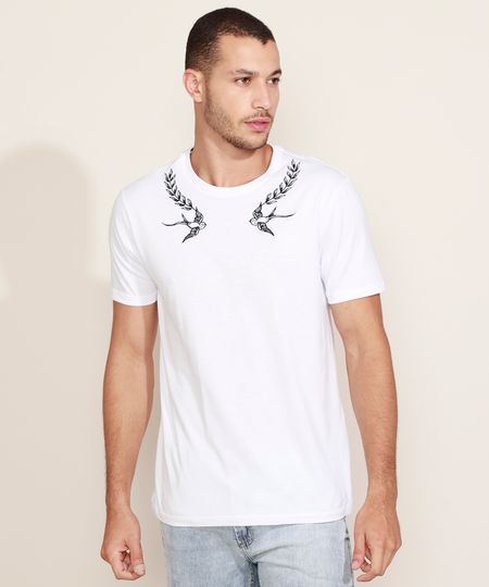 Camiseta-Masculina-com-Bordado-de-Passaros-Manga-Curta-Gola-Careca-Branca-9966821-Branco_1 Camiseta-Masculina-com-Bordado-de-Passaros-Manga-Curta-Gola-Careca-Branca-9966821-Branco_1