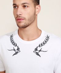 Camiseta-Masculina-com-Bordado-de-Passaros-Manga-Curta-Gola-Careca-Branca-9966821-Branco_6