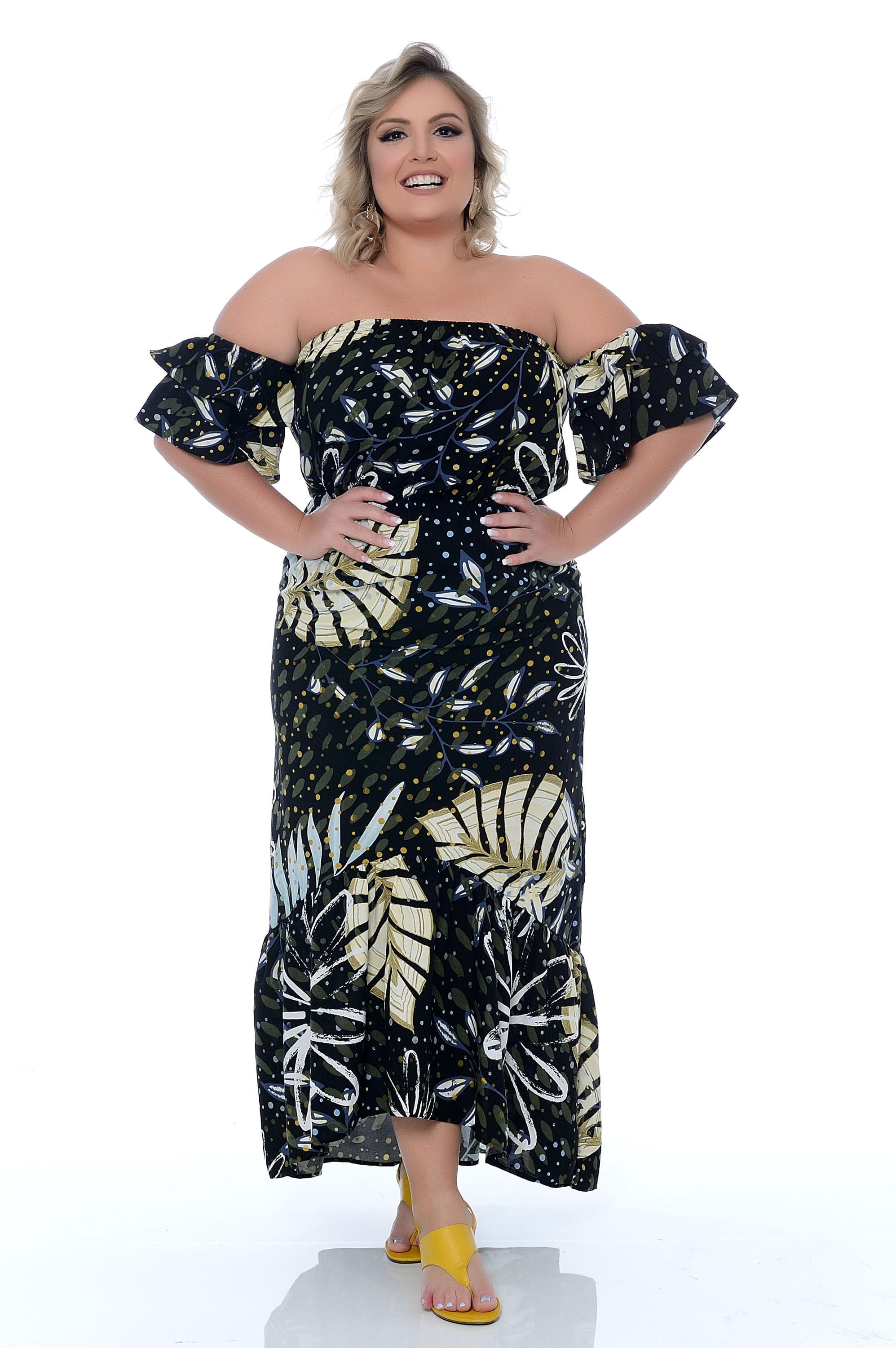 vestido longo ciganinha plus size