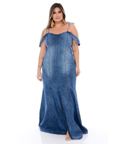 vestidos jeans longo plus size