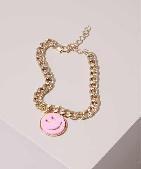 Pulseira-Feminina-de-Corrente-com-Pingente-Smile-Dourada-9976704-Dourado_1