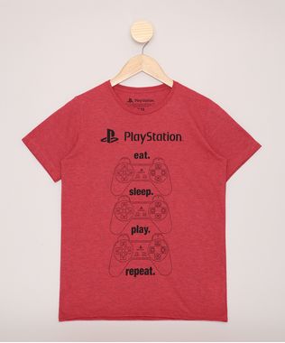 Camiseta-Juvenil-PlayStation--Eat-Sleep-Play-Repeat--Manga-Curta-Vermelha-9970349-Vermelho_1