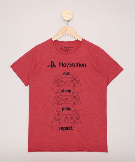 Camiseta-Juvenil-PlayStation--Eat-Sleep-Play-Repeat--Manga-Curta-Vermelha-9970349-Vermelho_1