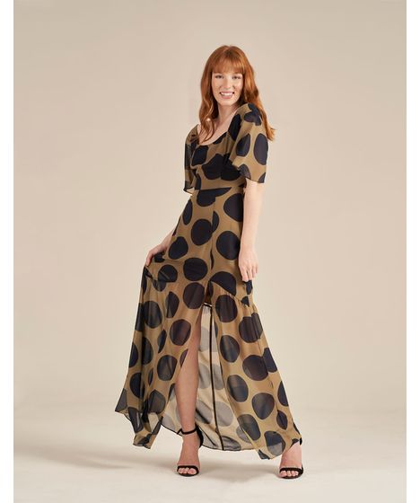 vestido longo com fenda na frente