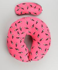 Kit-de-Apoio-de-Cabeca---Tapa-Olho-Estampado-de-Papagaios-Pink-8977147-Pink_1