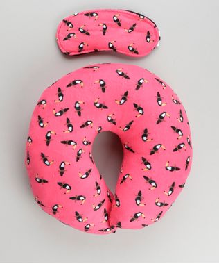 Kit-de-Apoio-de-Cabeca---Tapa-Olho-Estampado-de-Papagaios-Pink-8977147-Pink_1