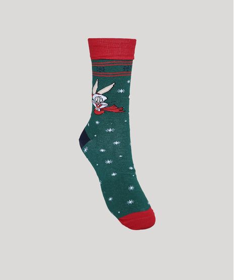 Meia-Feminina-Looney-Tunes-Cano-Alto-Verde-9970161-Verde_1
