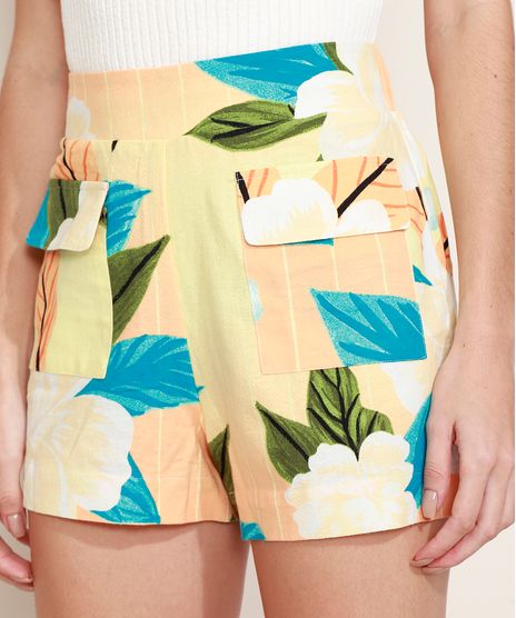 Short-Feminino-Alfaiatado-Cintura-Media-Estampado-de-Folhagem-Laranja-9957405-Laranja_1