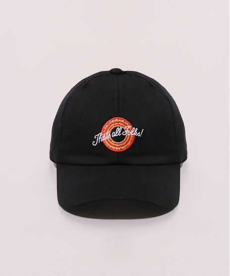Bone-Masculino-Aba-Curva-Looney-Tunes--That-s-All-Folks--Preto-9966344-Preto_1