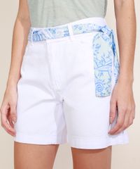 Short-de-Sarja-Feminino-Midi-Cintura-Media-com-Bolsos-e-Faixa-para-Amarrar-Estampada-Branco-9969116-Branco_1