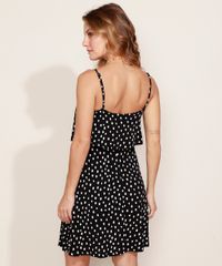 Vestido-Feminino-Curto-Evase-Estampado-de-Poa-com-Sobreposicao-Alca-Fina-Preto-9969496-Preto_2