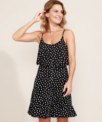 Vestido-Feminino-Curto-Evase-Estampado-de-Poa-com-Sobreposicao-Alca-Fina-Preto-9969496-Preto_5