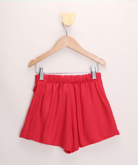 short saia vermelho infantil