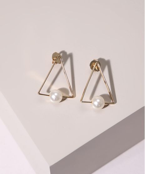 Brinco-Feminino-Triangular-com-Perola-Dourado-9975264-Dourado_1