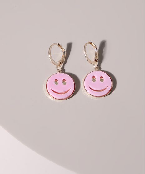 Brinco-Feminino-de-Argola-com-Pingente-Smile-Dourado-9976705-Dourado_1