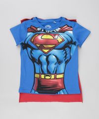 Camiseta-Super-Homem-com-Capa-em-Algodao---Sustentavel-Azul-8523269-Azul_1