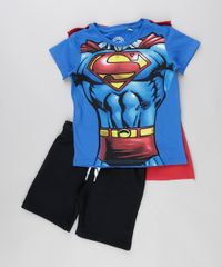 Camiseta-Super-Homem-com-Capa-em-Algodao---Sustentavel-Azul-8523269-Azul_3