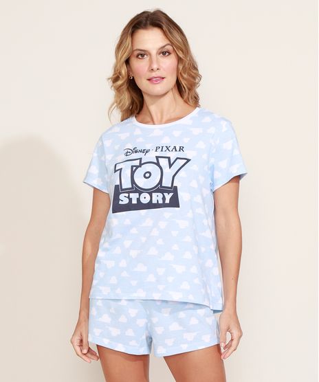 Pijama-Feminino-Toy-Story-Estampado-de-Nuvens-Manga-Curta-Azul-Claro-9966063-Azul_Claro_1
