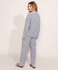Pijama-Feminino-Camisa-Estampado-Xadrez-Vichy-com-Vivo-Contrastante-Manga-Longa-Preto-9966953-Preto_1_2