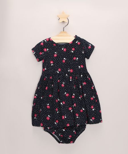 Vestido-Infantil-Estampado-Poa-com-Flores-Manga-Curta---Calcinha-Azul-Marinho-9970659-Azul_Marinho_1