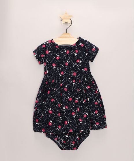 Vestido-Infantil-Estampado-Poa-com-Flores-Manga-Curta---Calcinha-Azul-Marinho-9970659-Azul_Marinho_1