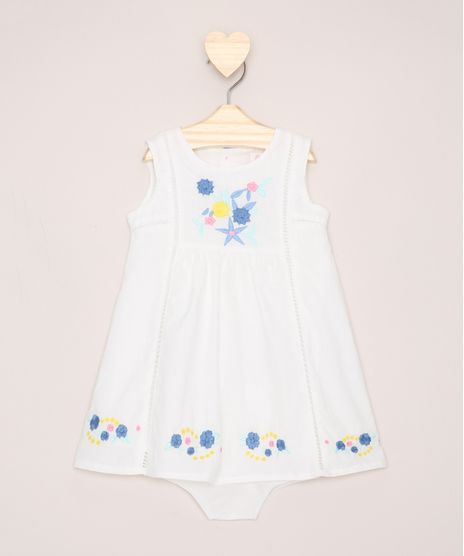 Vestido-Infantil-com-Bordado-Floral-Sem-Manga---Calcinha-Branco-9954543-Branco_1