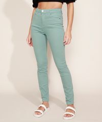 Calca-de-Sarja-Feminina-Super-Skinny-Cintura-Alta-Verde-9967156-Verde_1