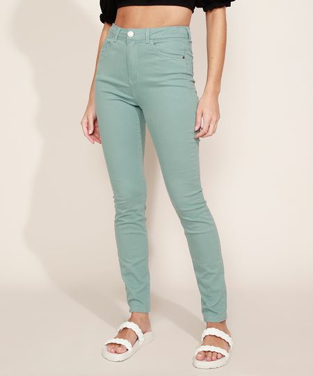 Calca-de-Sarja-Feminina-Super-Skinny-Cintura-Alta-Verde-9967156-Verde_1