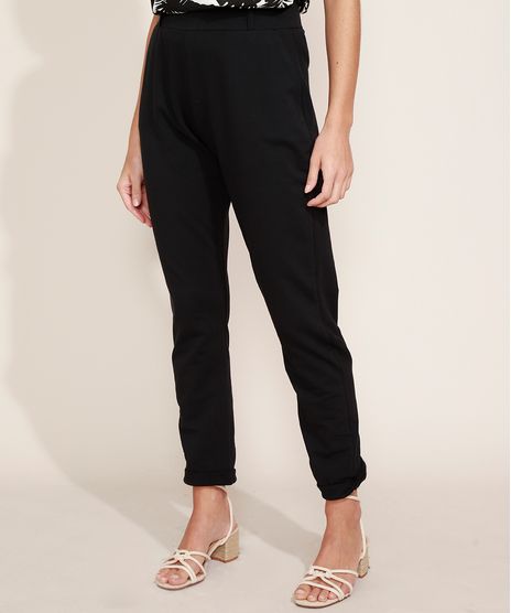 Calca-Social-de-Moletom-Feminina-Cintura-Alta-Alfaiatada-Preta-9967911-Preto_1