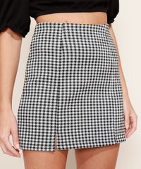 Saia-Feminina-Curta-Estampada-Xadrez-Vichy-com-Fenda-Preta-9982403-Preto_1